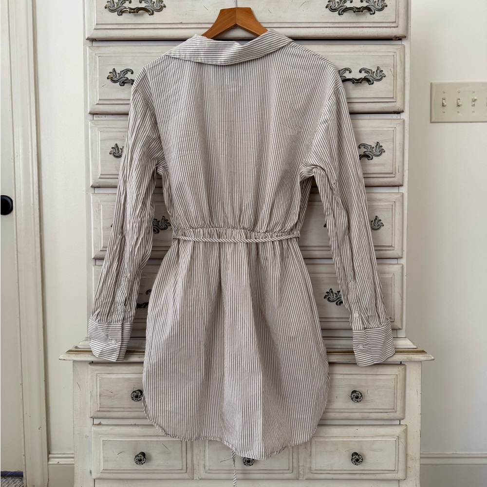 Gap Maternity Boho Beige Striped Popover Shirt - Picture 3 of 5